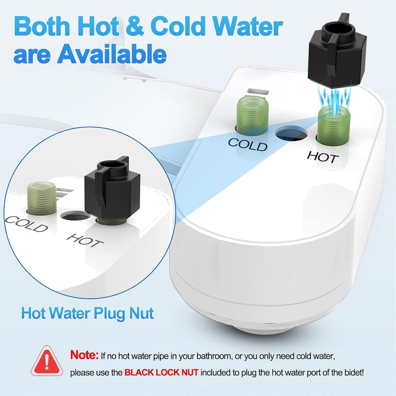 Hot and Cold Bidet Attachment for Toilet, Ultra-Slim Bidet Attachment Warm Water, Non-Electric Adjustable Pressure Self Cleaning Sprayer Nozzle Control for Posterior, Feminine Wash