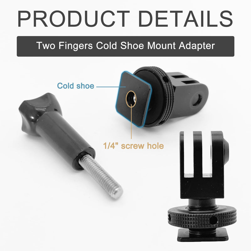 Aluminum Alloy Cold Shoe Tripod Mount Adapter for Action Cameras, DSLR Camera Flash Hot Shoe Mount Adapter Compatible with Gopro Hero 13/12/11/10/9/8/7/6/5/4/3+, DJI OSMO Action 5 4