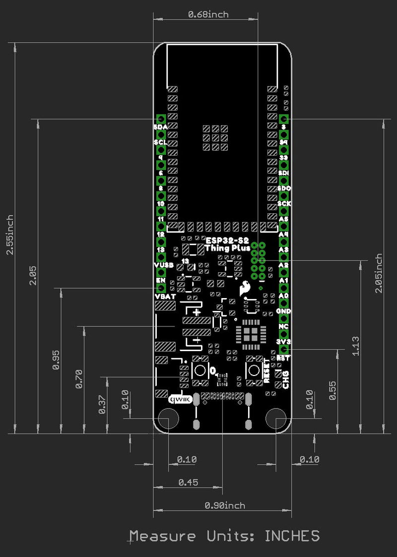 SparkFun Thing Plus - ESP32-S2 WROOM -No Bluetooth- Highly-Integrated Feather Form-Factor Development Board Equipped w/a 2.4 GHz WiFi System-on-Chip (SoC)- Transparent External Flash & RAM encryption