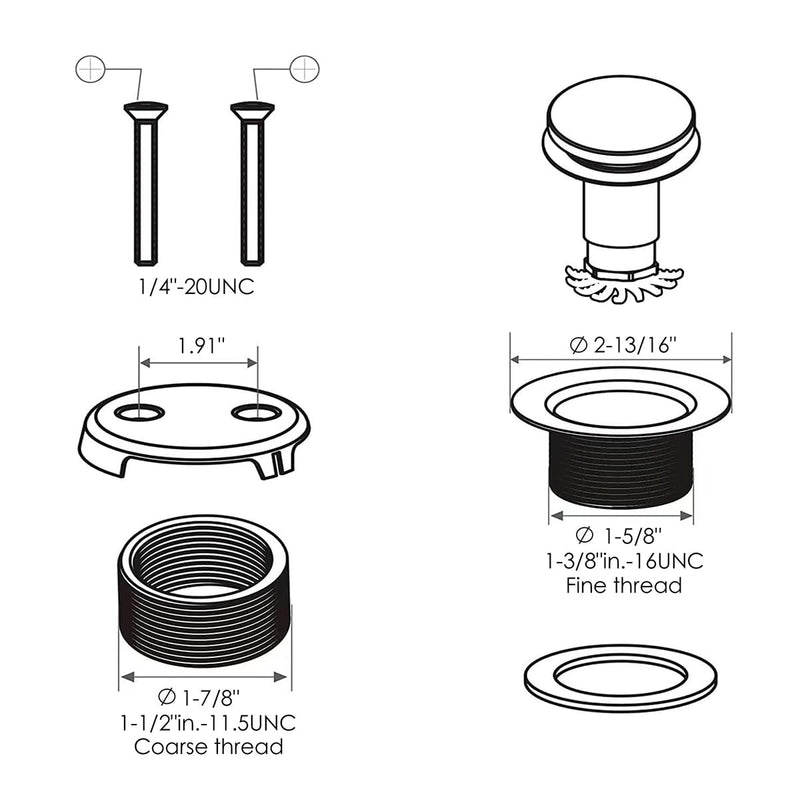 Champagne Bronze Bathtub Drain Stopper and Overflow Kit, Solid Brass Tip-Toe Bath Tub Drain with Hair Catcher - Universal Coarse/Fine Thread, Bathroom Bathtub Plug Replacement, 11.5/16 UNC Champagne Bronze
