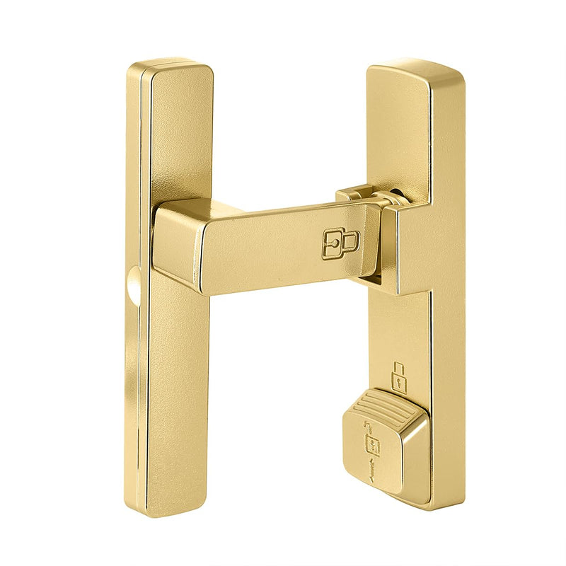 INIRET 2 Packs Gold 90 Degree Barn Door Lock,Flip Gate Latches Hardware,Zinc Alloy Right Angle Door Lock Latch,Protect Privacy,for Barn Door,Cabinets,Windows,Garden,Bathroom Gold_90 Degree