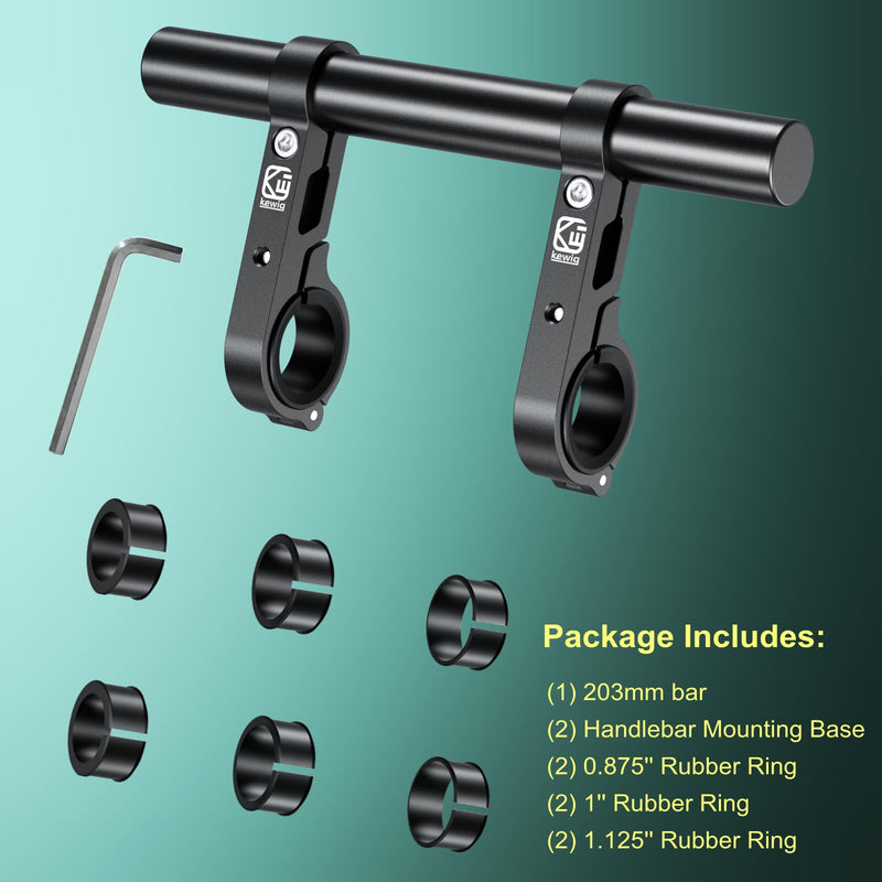 BRCOVAN Aluminum Alloy Handlebar Extender Extensions with 8'' Long Cross Bar with Double Clamp Mounting Base Fit 0.875'' / 1'' / 1.125'' / 1.26'' Handlebars for Bike Bicycle Motorcycle Scooter ATV
