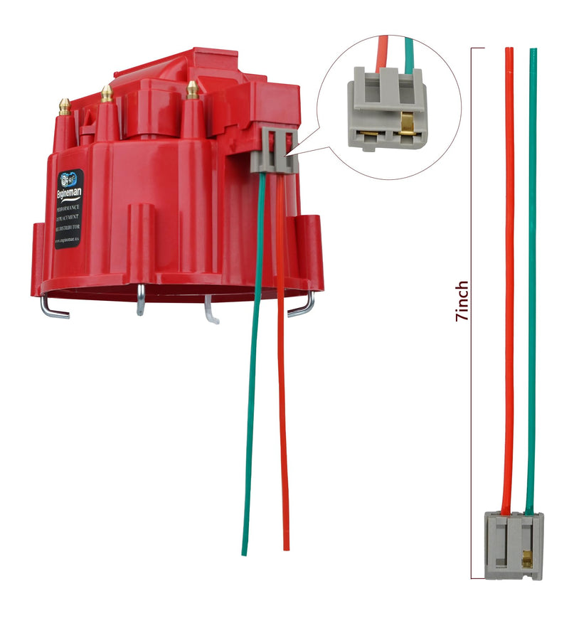Red Male HEI Distributor Cap and Rotor Kit for SBC BBC 283 305 307 327 350 396 454 V8 Engines Performance Replacement for K549, 8416, 400, 454 Distributor Cap Assembly Red