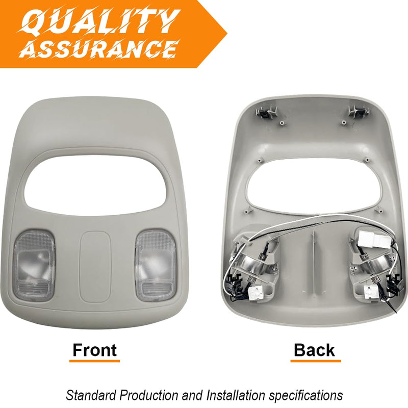 Overhead Console for Dodge Ram 1500 2500 3500 (2002-2010), Dome Light for Dodge Ram 1DK78BD1AA 1DK78TL2AA, Comes with LED Lights, Beige LED light