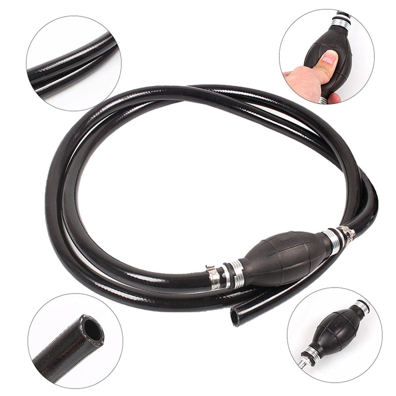 Fuel Line Assembly,3/8in Nylon Braided Marine Fuel Hose Line Assembly with Primer Bulb for Marine Outboard Boat Motor RVs Tractors and Caravans,6FT 3/8