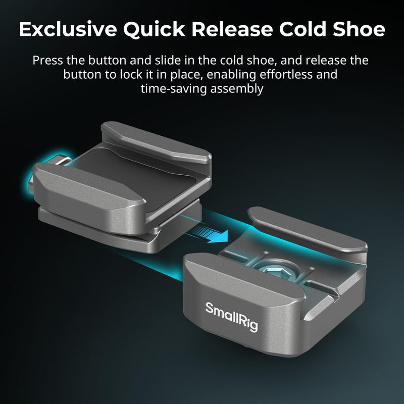 SmallRig HawkLock H18 Quick Release Support with Cold Shoe, Dual-Direction QR-Slide Cold Shoe Mount with Anti-Drop Pin & Silicone Pad, Load up to 1.8lb for LED Video Light, Microphone - 4500