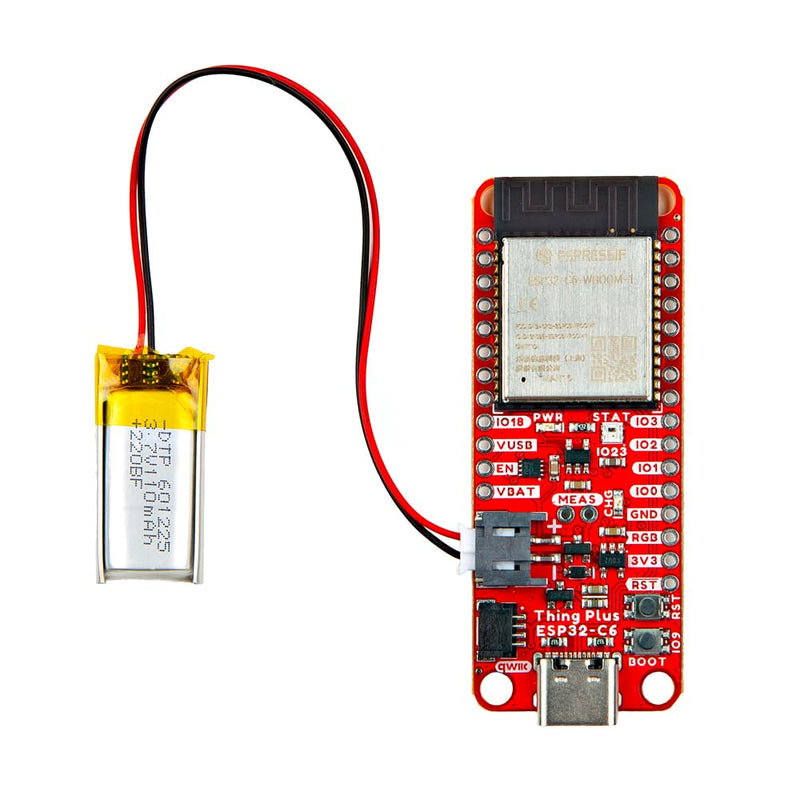 SparkFun Thing Plus - ESP32-C6, ESP32-C6 WROOM-1-N16 module with wireless capabilities and a single core Microprocessor, USB-C and SD, Dimensions: 2.55" x 0.9"