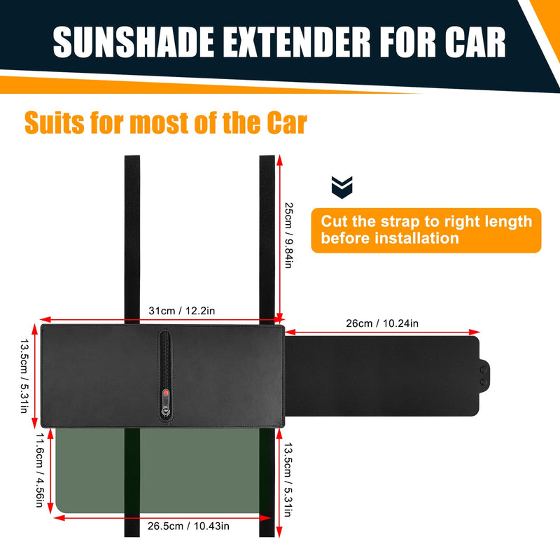 Veharvim 2 Pack Polarized Sun Visor Extender/ Extension with PC Lens and Side Sunshade, Anti-Glare, UV-Filtering for Car with Zipper Slider (Driver + Passenger Side), Upgraded UV400