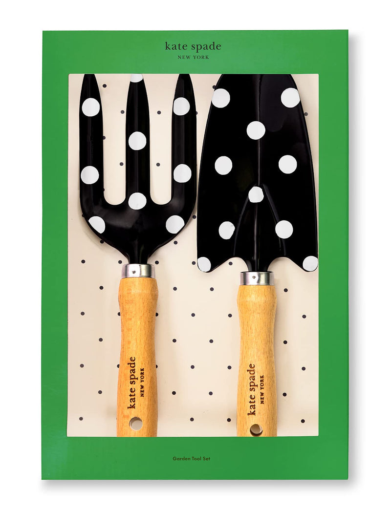 Kate Spade New York 2 Piece Gardening Hand Tools, Cute Garden Tool Set Includes Hand Rake and Trowel, Picture Dot