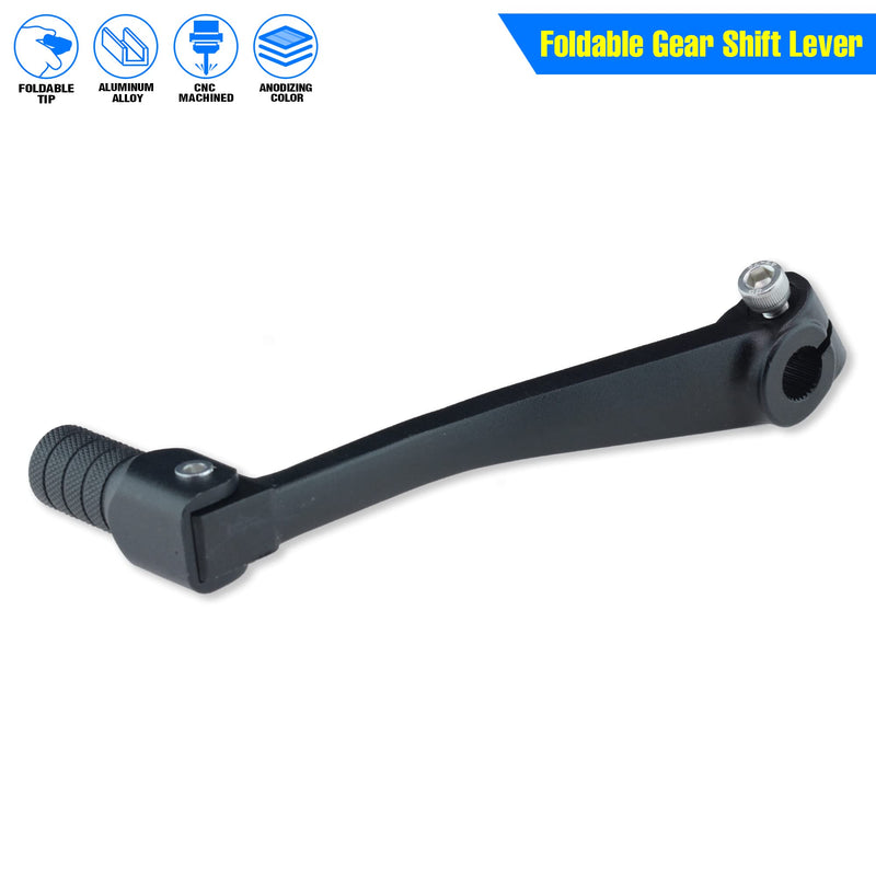 Folding Gear Shifter Shift Lever CNC Aluminum Gear Shifter Shift Lever for XR50 XR80 CRF50 CRF70 50cc-125cc Pit Dirt Bike Motorcycle (Black) Black