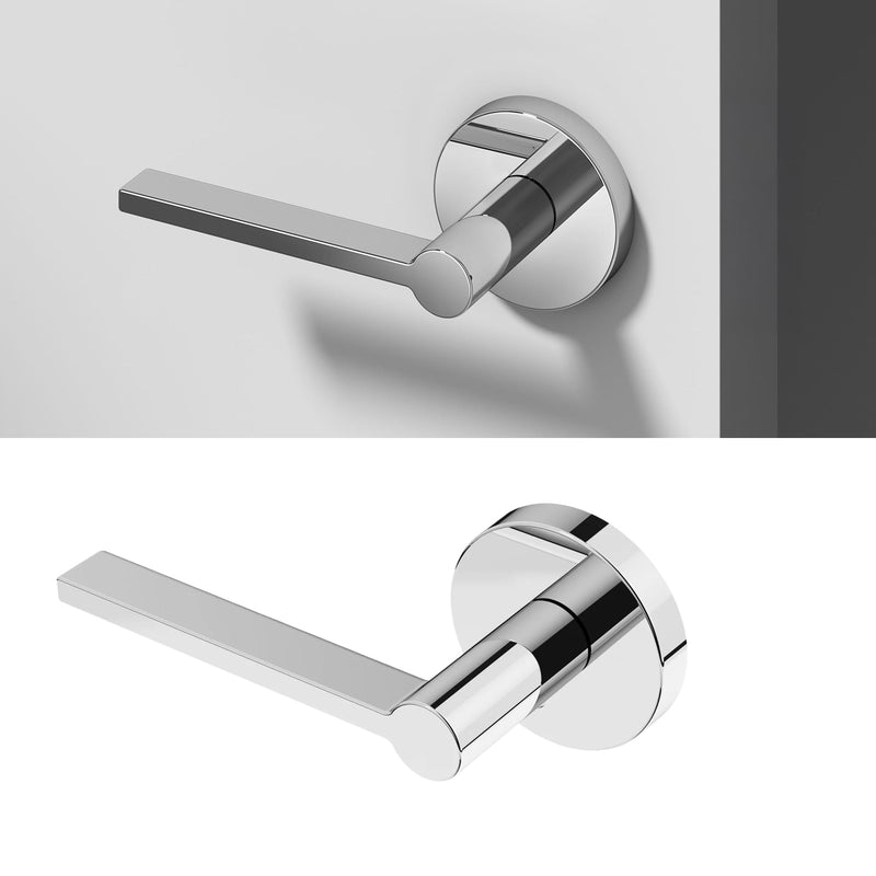 Okun Muse Dummy Door Handle, Chrome Non-Turning Door Lever 1-Pack – Decorative Reversible Interior Handle for Closet, Pantry, Hallway & French Doors, Sleek Modern Design