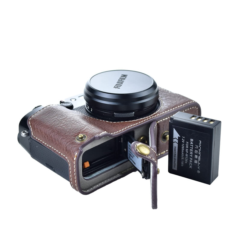 Rieibi X100V Camera Case - Retro Leather Case for Fujifilm X100V Digital Camera - Protective Case with Strap and Grip Case - Brown New Version
