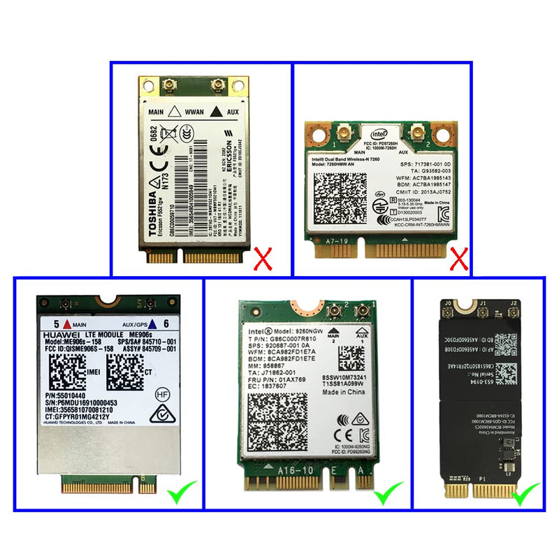 60cm/2ft 2pcs MHF4 IPEX WLAN Network Adapter PC Antenna for NGFF Intel 7260 8260 8265 9265 9260 9560 AX210 AX200NGW AX Killer M.2 IPEX4 Module Card 60cm MHF4 Antenna for NGFF/M.2 Module