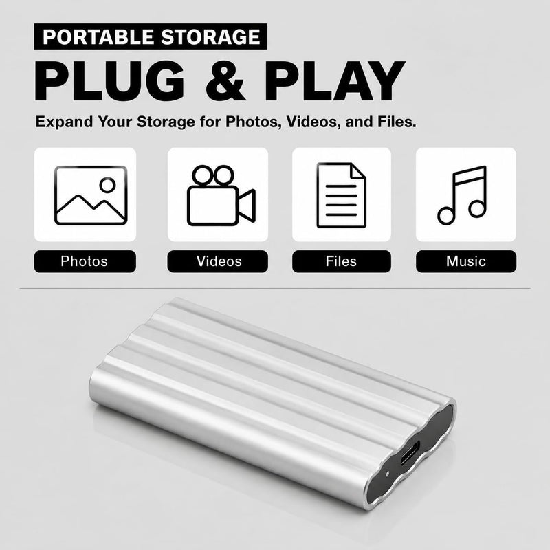 1TB Portable External Hard Drive,Slim Portable HDD Type-C,External Hard Drive Disk Compatible with PC, Mac, Laptop -Silvery