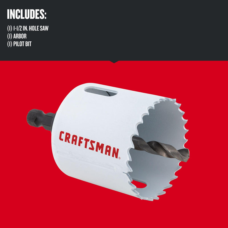 CRAFTSMAN Bi-Metal Hole Saw with Arbor (CMAH12A) (Pack of 2) STANDARD (Pack of 2) 2 IN