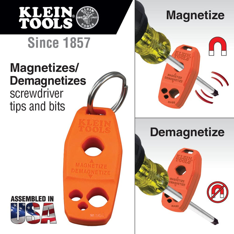 Klein Tools 85808 8-Piece Screwdriver Set, Made in USA, Precision Machined Tips, (4) Phillips, (3) Slotted, Magnetizer/Demagnetize