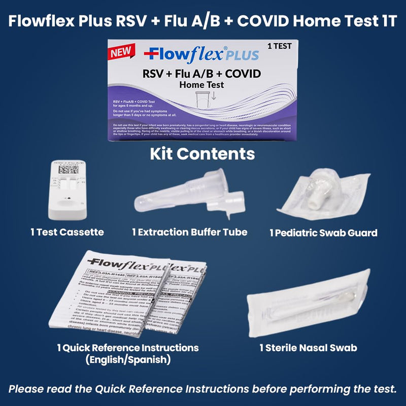 Flowflex Plus RSV + Flu A/B + COVID Home Test, 4-in-1 Home Test Kit, Rapid Results in 15 Minutes, OTC At-Home Antigen Test for Adults & Children (2 Tests) 2