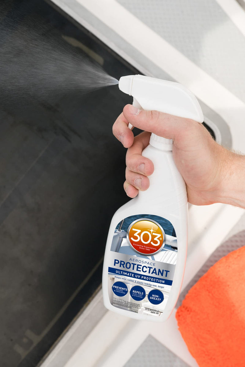 303 Products Marine Aerospace Protectant Spray – UV Protection, Repels Dust, Dirt, & Staining, Matte Finish, Restores Like-New Appearance, Outdoor Patio & Boat Cleaning Supplies 16 Fl. Oz. 16 fl. oz.