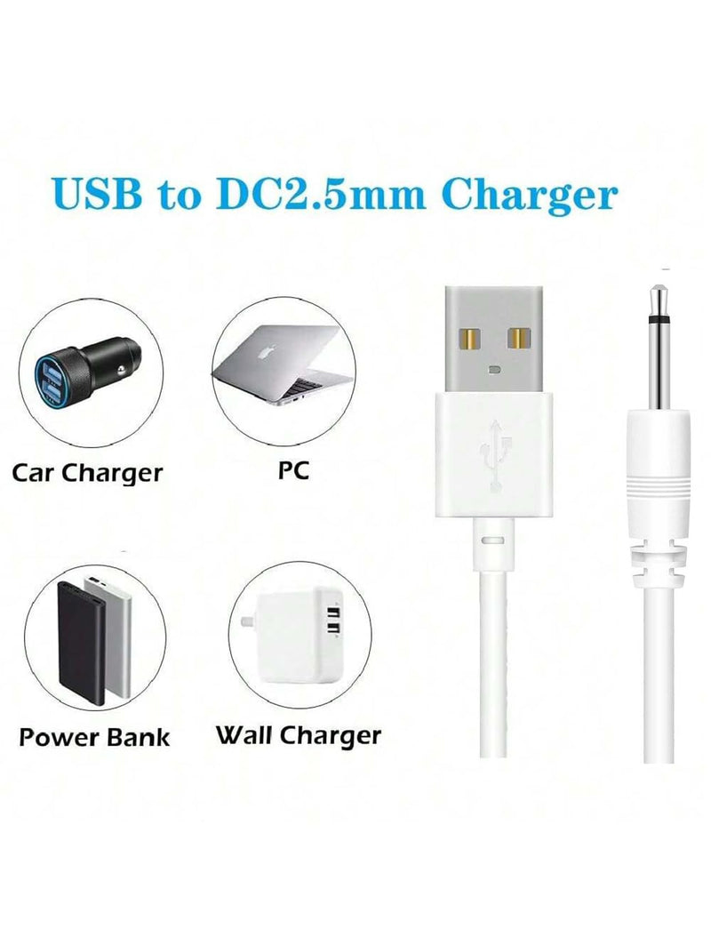 2.7Ft USB DC Charging Cable 2.5mm Fast Charger Replacement Cord-2 Pack | Flexible USB to DC Pin Charger Cables Durable Vibrators Charging Cords for Massager Wand Toy