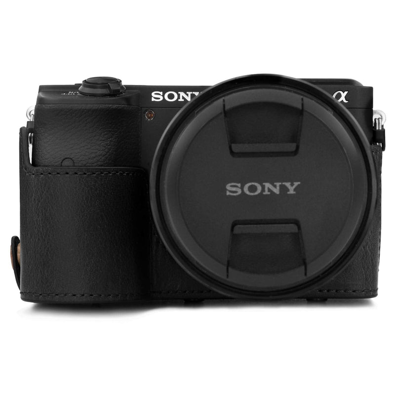 MegaGear MG1804 Ever Ready Leather Camera Case Compatible with Sony Alpha A6600 (18-135mm) - Black
