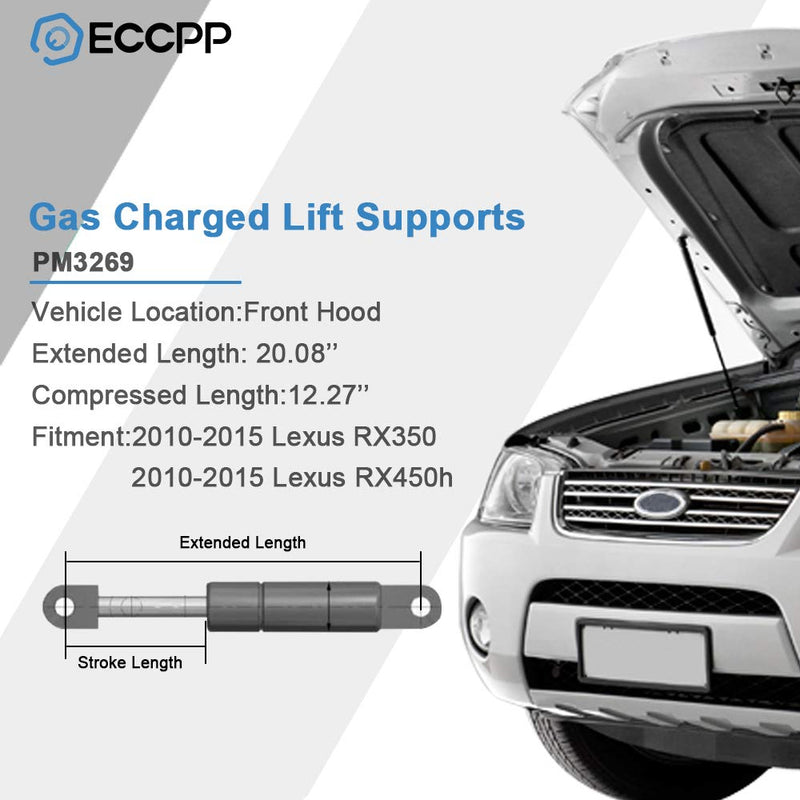 ECCPP Lift Support Front Hood Struts Gas Springs for Lexus RX350 2010-2015,for Lexus RX450h 2010-2015 Compatible with PM3269 Strut Set of 2