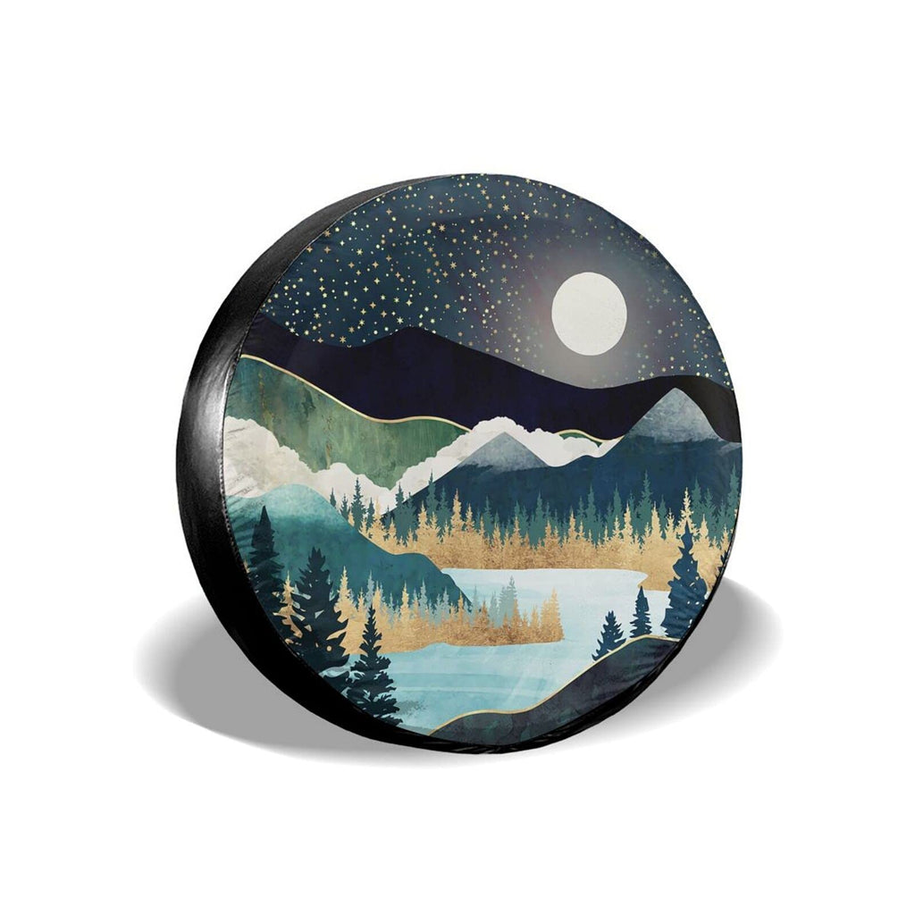 Abstract Mountains Deer Lake Landscape Spare Tire Cover Wheel Protectors Weatherproof Wheel Covers Universal Fit for Trailer Rv SUV Truck Camper Travel Trailers Accessories 14in Color 2 14" fits for tire Diameter 60-69cm/23.5-27.5in