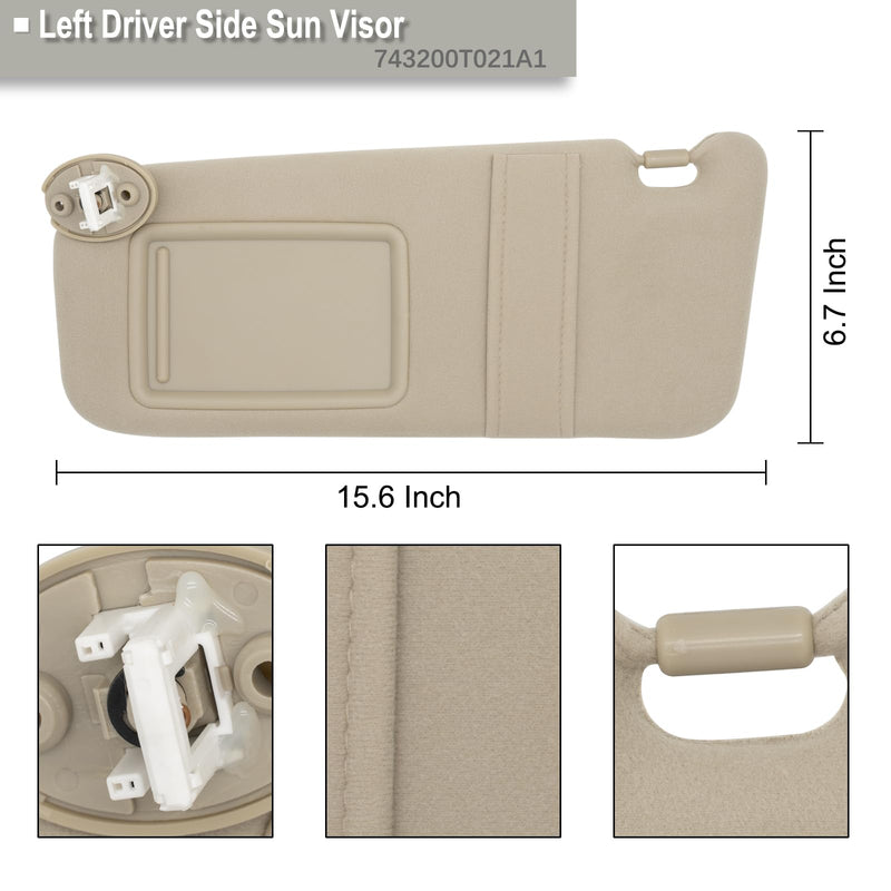 NHILES Driver Left Side Sun Visor Replacement Fits for Toyota Venza 2009-2016 Sunshade 743200T021A1 Color: Beige Beige(Left Driver Side)