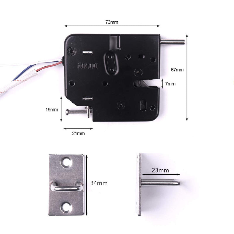 ATOPLEE Electronic Lock, 1pcs DC 12V 2A Carbon Steel Solenoid Cabinet Spring Lock for Drawer Locker (73X67X14mm) 73X67X14mm