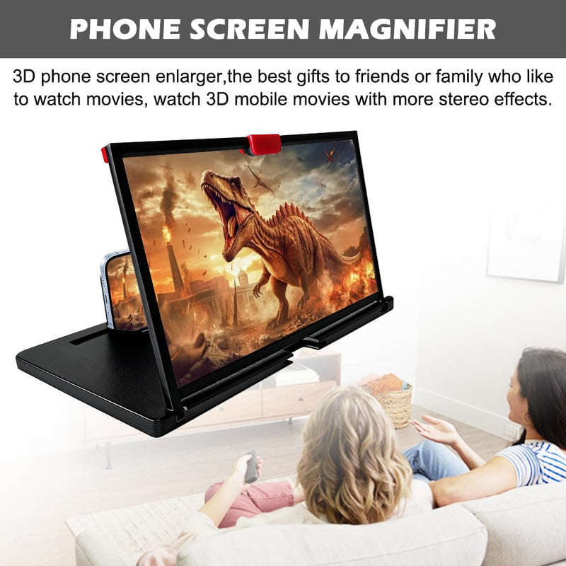 12'' Phone Magnifier Screen,3D HD Screen Magnifier for Cell Phone,Foldable MobilePhone Holder Stand with Amplifier Projector Screens for Movies,Videos,Gaming,Gifts for Men Women