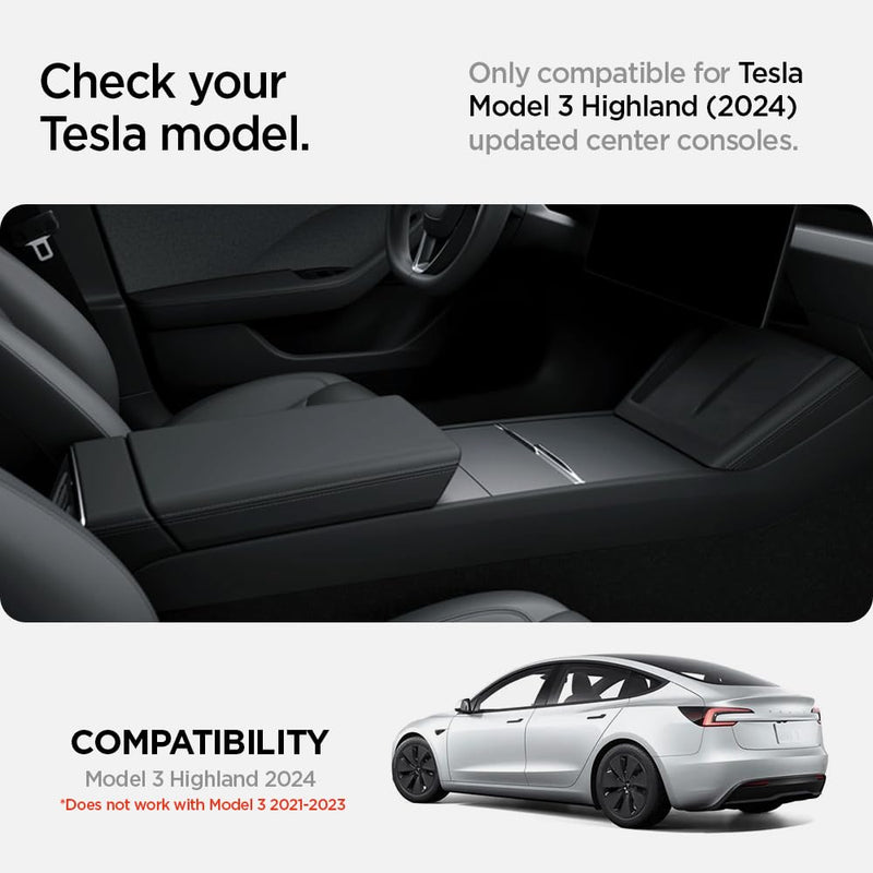 Spigen Center Console Organizer Tray(Carbon Edition) Designed for Tesla Model 3 2024 Refresh with Smooth Slide Technology