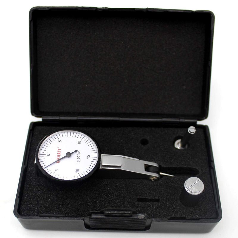 Professional Dial Test Indicator 0-0.03"x0.0005" Steel Hardened All Metal Components with 2 Steel Dovetail Clamps 3/8'' and 5/32'' in Storage Case