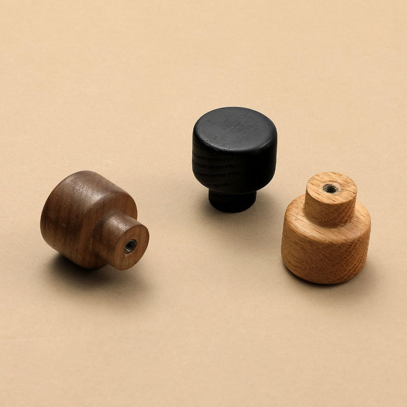 10 pcs Black Oak Round Chinese-Style Cute Cabinet Door Handles Cabinet Drawer Pulls Single-Hole Wardrobe Knobs Wooden Door 10