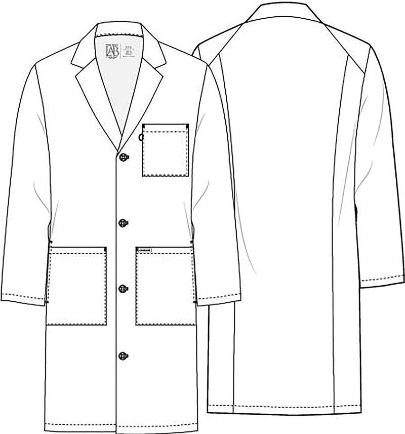 Cherokee Lab Coat for Men or Women with 3 Pockets and Center back length 38" CK460 Standard Size 38" Large White
