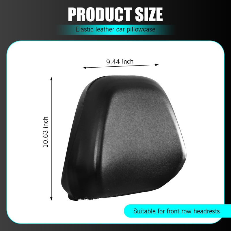 Shakas 2 PCS Cars Headrest Covers, Full Wrap-around Non-marking Fit Anti-scratch Protector, Waterproof Leather Portable Reusable Elastic Dust Cover, for Most Cars Seat Headrest Accessories (Black #M) 2 PCS #M Black