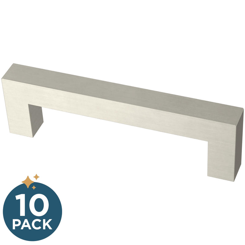 Franklin Brass (10-Pack) – Stainless Steel Cabinet Handles, 3-3/4 Inch Hole Center, Modern Pulls for Drawers, Kitchen Cabinet Door, Dressers | Simple Modern Square 3-3/4" (96mm) 10