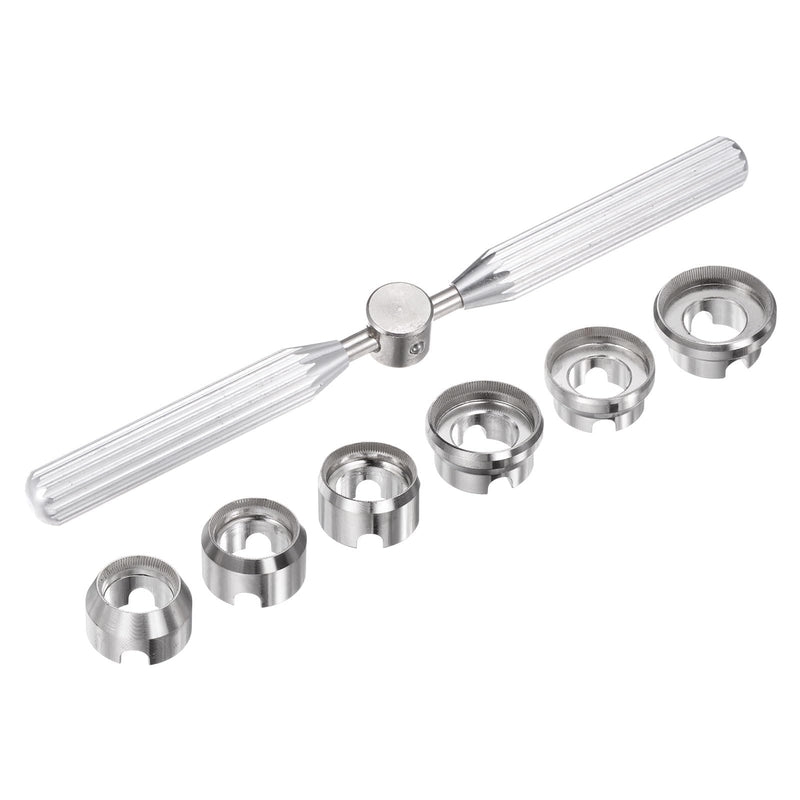 uxcell 5537 Watch Case Opener Dies Set, Alloy Steel Watch Back Cover Remover Repair Accessory with Wrench for Watch Repair Watchmaker, Silver