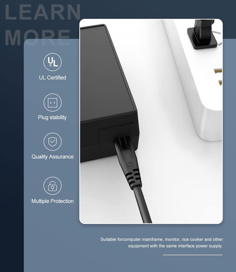 6FT AC Power Cord fit for Universal 2 Prong Power Cable（See Details for More Compatible Device Models） 6 Feet