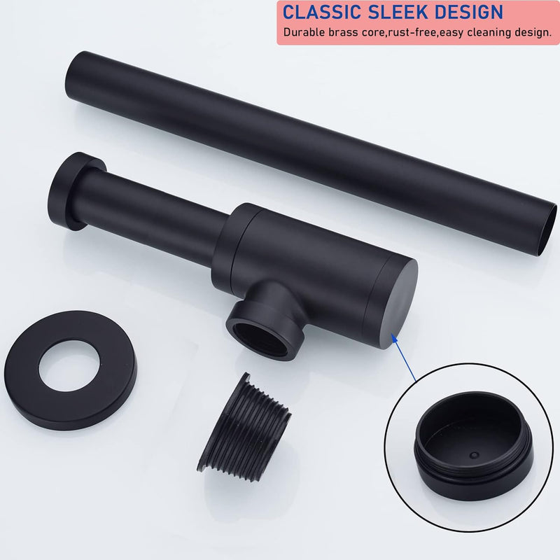 Upgrade Your Bathroom with ZASLEME Decorative Adjustable From 4.6 to 8.7 Inches Bottle P Trap Kit for Sink and Basin Drainage - Matte Black