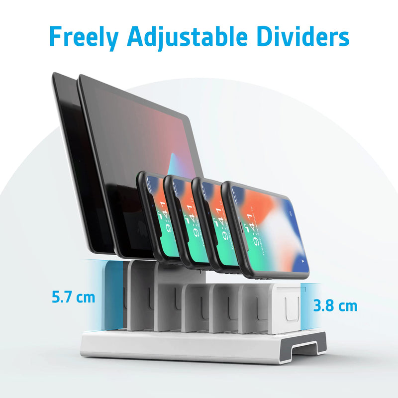 Unitek Adjustable Universal Multi Device Organizer Dock Stand Holder Compatible for iPhone, iPad, Kindle, Fire Tablet, Samsung Galaxy, Google Nexus, Pixel, All Electronic Devices-No Charging Port White, Organizer Stand