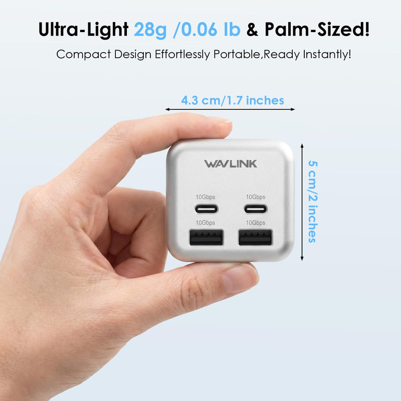 Mac mini M4 Hub, WAVLINK 6-Port Mac mini Hub | 2*10G USB-C, 2*10G USB-A,SD3.0 Card Reader, High-Speed Data Transfer & Multi-Device Connectivity for Mac mini M4 and M4 Pro
