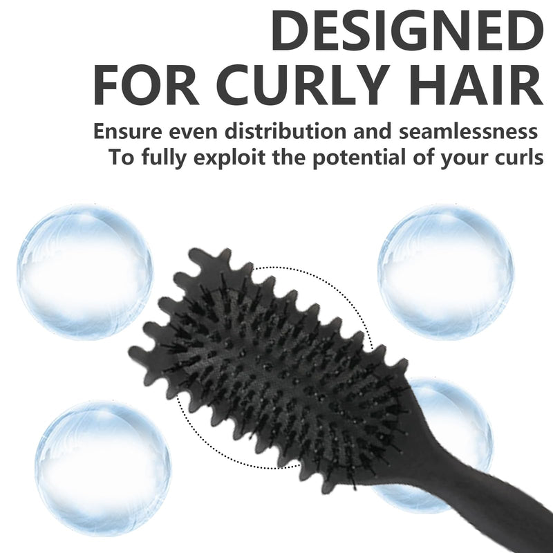 Curl Brush, Curl Defining Brush for Natural Curly Hair, Detangling Styling Brush for Women Girls, Heat Resistant Curling Roller Comb for Frizz Control and Shaping Curls (black) black