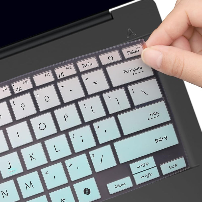 Keyboard Cover for ASUS ZenBook A14 UX3407, ZenBook S 14 UX5406, ZenBook S 16 UX5606 UM5606 UM5606WA, ZenBook A16 UX3607 14-inch Laptop US Layout Keyboard Protective Cover Skin-OmbreMint OmbreMint