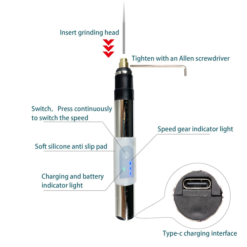 Circuit Board Grinder Chip Grinding Pen Damaged Screw Removal for Cellphone Microcircuit Grinder Cell Phone Repair Tool Rechargeable 11 Grinding Heads 3 Speed Adjustable