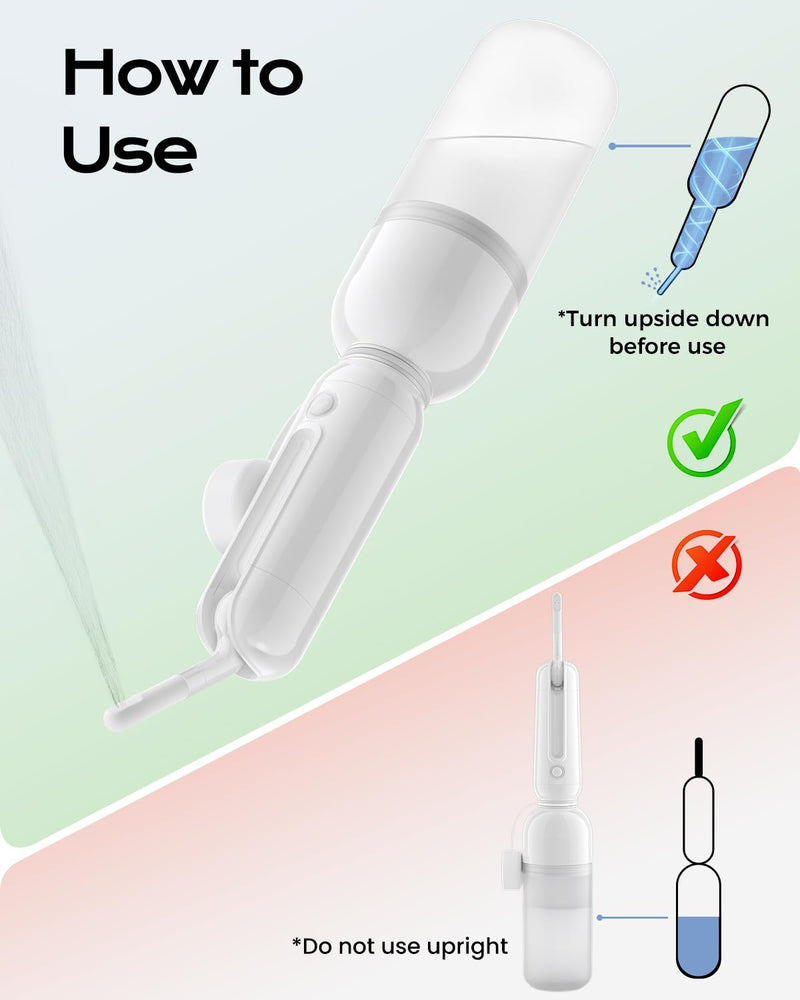 ESSAGER Portable Bidet for Travel, Foldable & Rechargeable Handheld Sprayer–Waterproof with 2 Pressure Modes, 350ml Expandable Bottle for Women, Men, Baby, Postpartum & Personal Hygiene(White) White