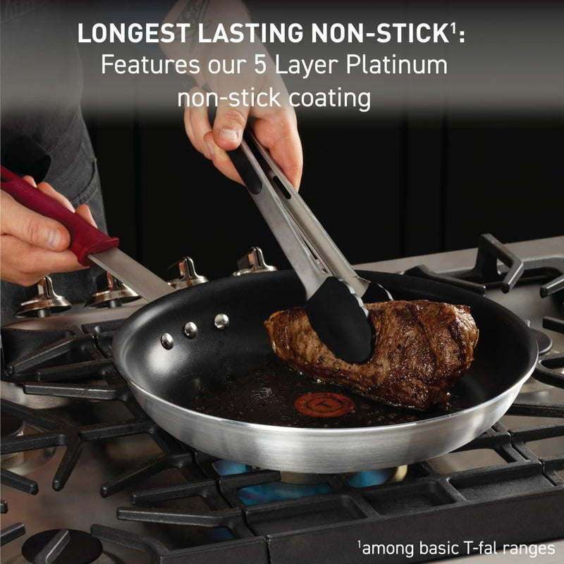 T-fal Professional VX3 Brushed Nonstick Fry Pan with Stainless Steel Handle 8.5Inch, Oven Broiler Safe 400F, Cookware, Pots and Pans, Skillet, Restaurant & Business Grade, Certified NSF and CBA, Black Professional Nonstick 8.5 inch