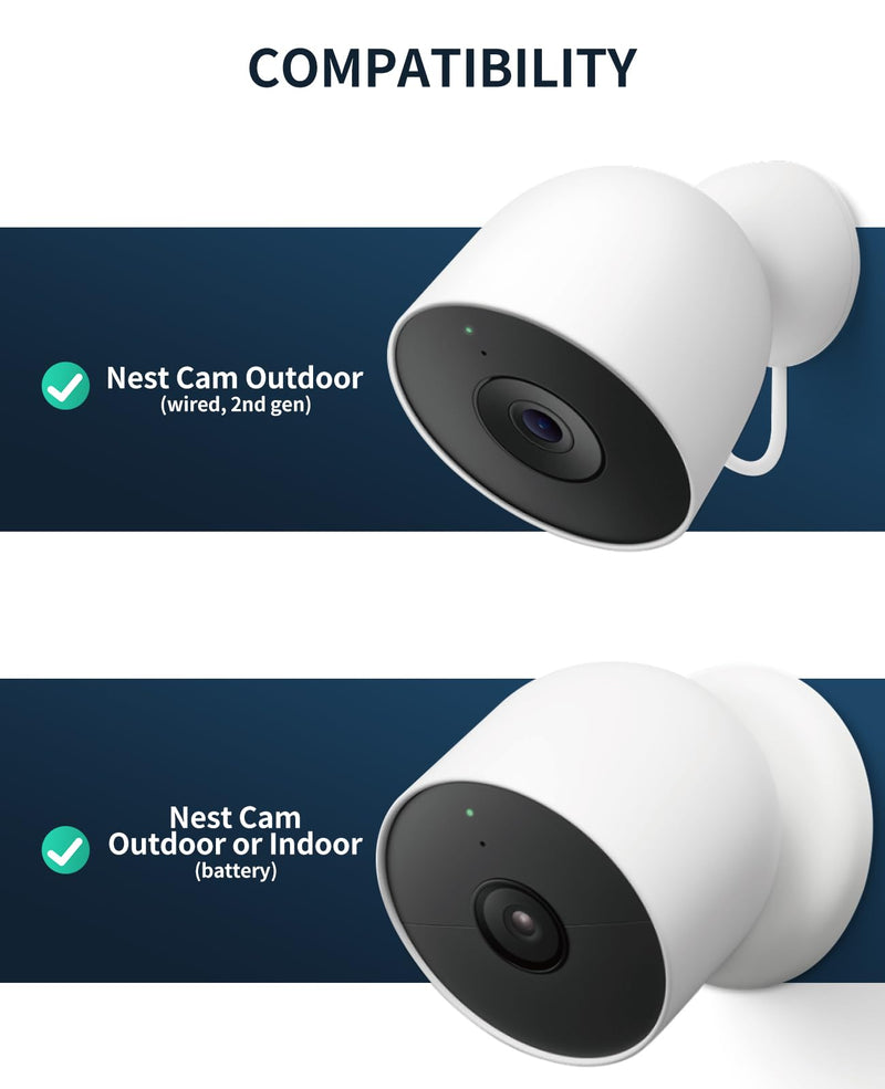 Magnetic Wall Mount for Google Nest Camera Outdoor or Indoor Battery Gen 2 | Desk Stand/Adjustable Security Wall Mount/No Drilling Mount/4 in 1 Wall Desk Stand Camera Holder/90° View Angle/White