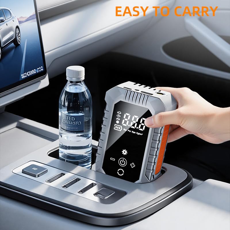 Cordless Tire Inflator Portable Air Compressor - 3600mAh Rechargeable Car Tire Pump with Digital Pressure Gauge, LED Light, Auto Shut Off, Dual Power Source for Car, Motorcycle, Bicycle, Balls Silver