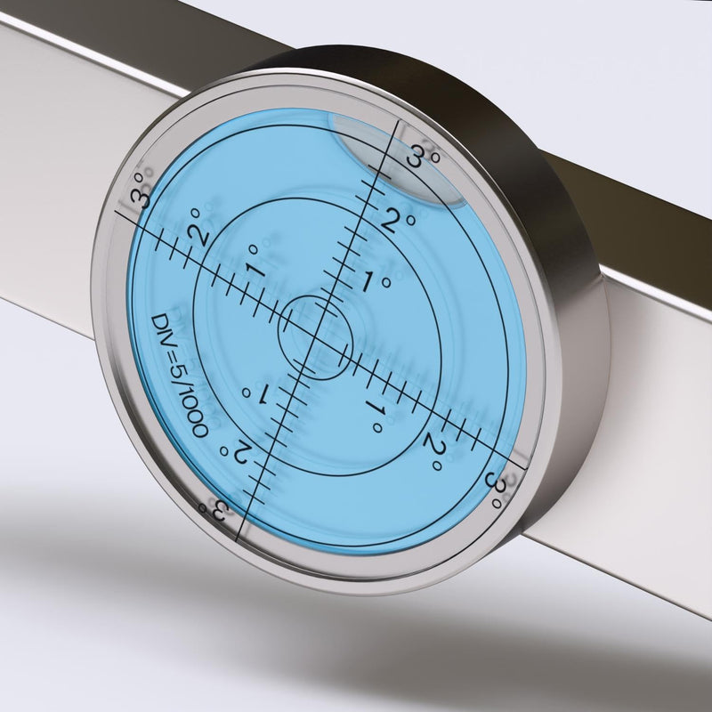 Magnetic Metal Large Spirit Bubble Level 60mm Diameter, (2 23/64 in), Degrees, Circular, Surface Level - Metal Housing, Blue/Silver