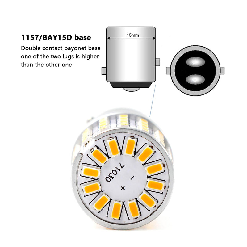 PHINLION 2057 1157 Orange Yellow LED Bulbs Super Bright 3014 72-SMD 1034 2357 7528 LED Bulb for Turn Signal Blinker Parking Side Marker Lights, Amber Yellow
