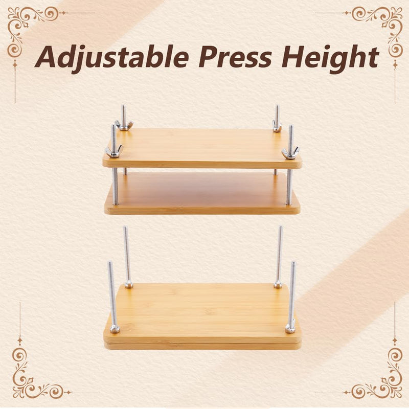 DICOSMETIC Book Press Bamboo Book Press Bookbinding Stable Book Binding Tool Manual Paper Press Handmade Book Binding 2 Floor Portable Book Binding Kit for DIY Bookbinding Easy Assemble (8.66"x5.94") 220x151x8mm